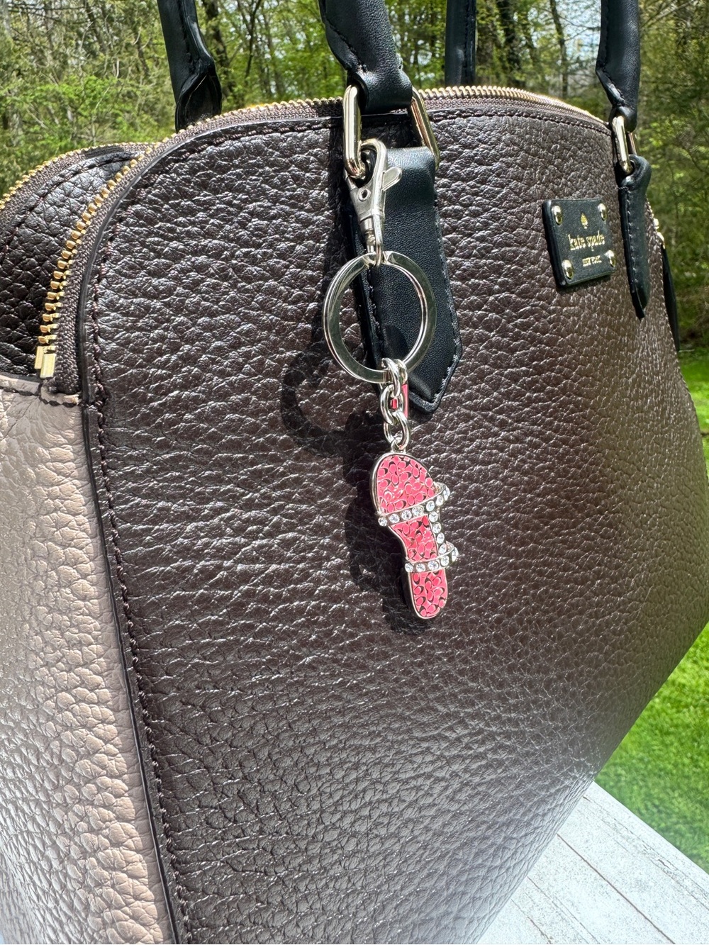 Coach Pink Signature Sandal Keychain Charm Rhinestone Flip Flop Key Fob Y2K NWOT - Picture 2 of 10